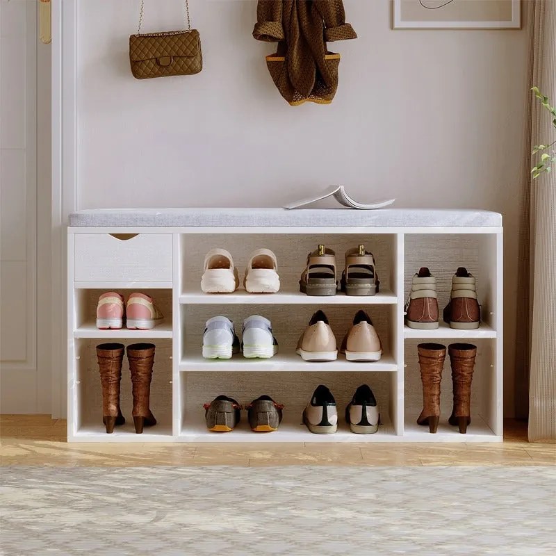 Szafka na buty z siedziskiem loft biała ławka przedpokój nowoczesna