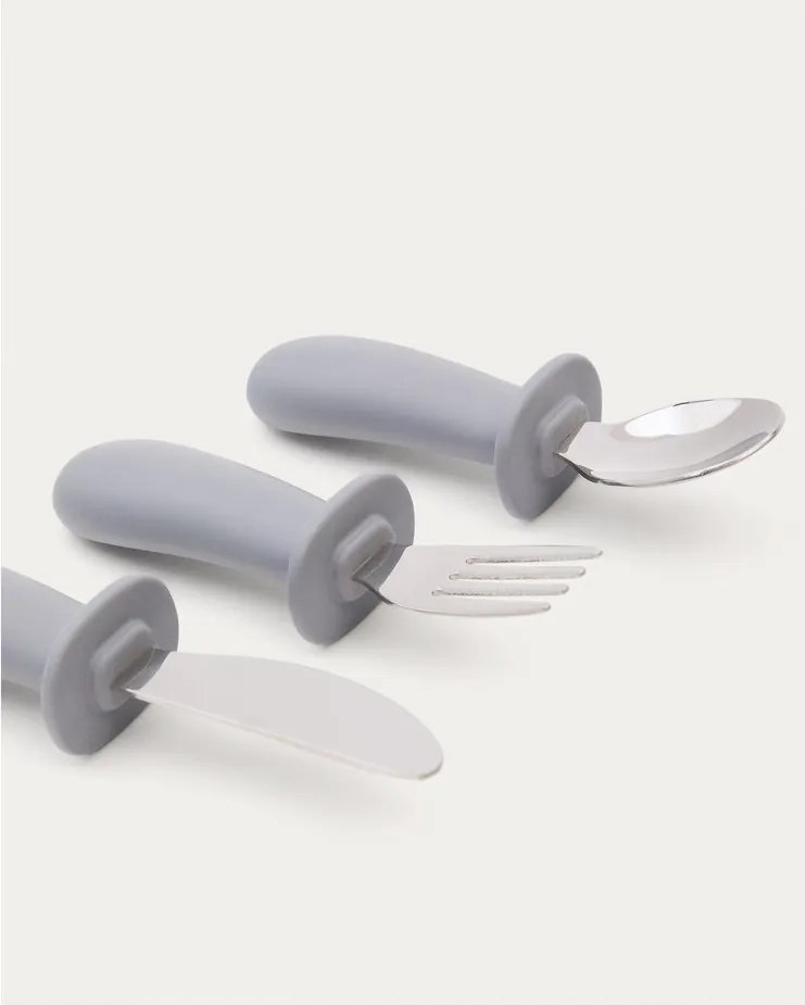 Niebieskie plastikowo-silikonowe sztućce dla dzieci 3 szt. Lili – Kave Home