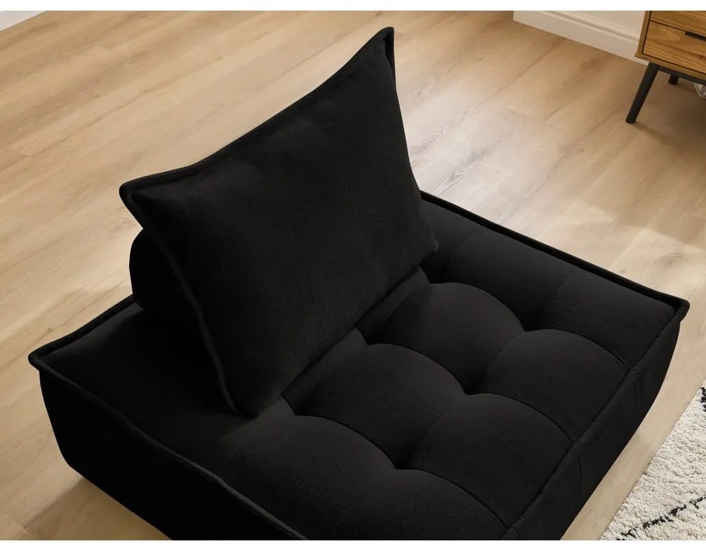 Czarny fotel z tkaniny szenilowej Elisa – Bobochic Paris