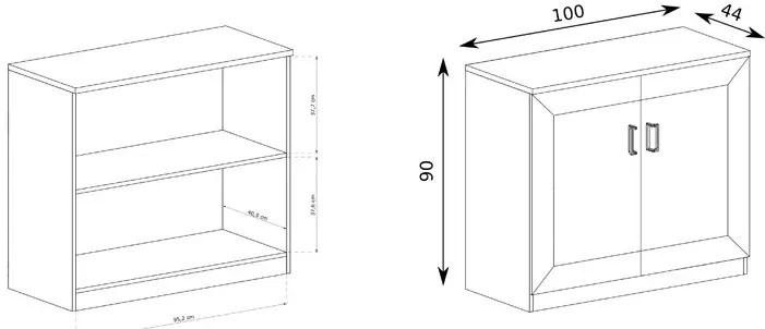 Komoda 90x100 cm dąb stuletni P1-T57