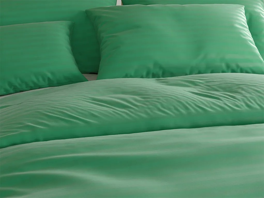 PrzytulneMieszkanie.pl PrzytulneMieszkanie.pl Hotelowa pościel z mikrofibry JASMINE ciemnozielona - pasek 2 cm Rozmiar pościeli: 2 szt 70 x 90 cm | 200 x 220 cm