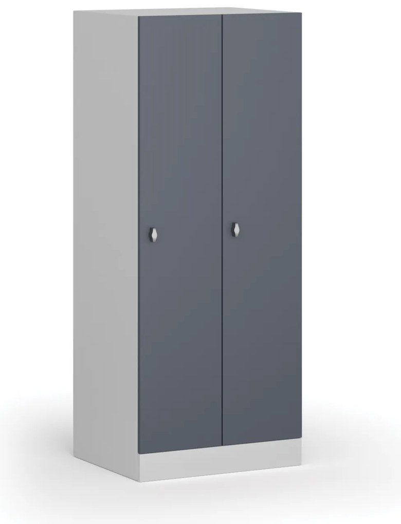 Szafka ubraniowa S1 obniżona, 2-drzwiowa, 1500 x 600 x 500 mm, zamek obrotowy, drzwi ciemnoszare