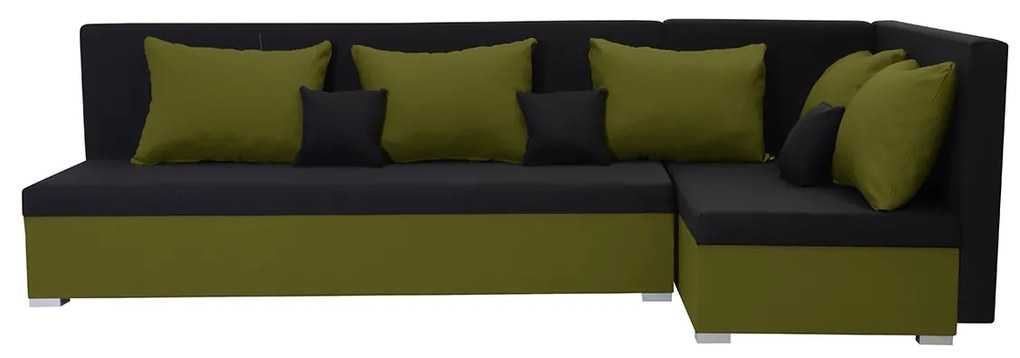 MEGA OKAZJA Narożnik kanapa z funkcją spania ARKO Czarny/Zielony