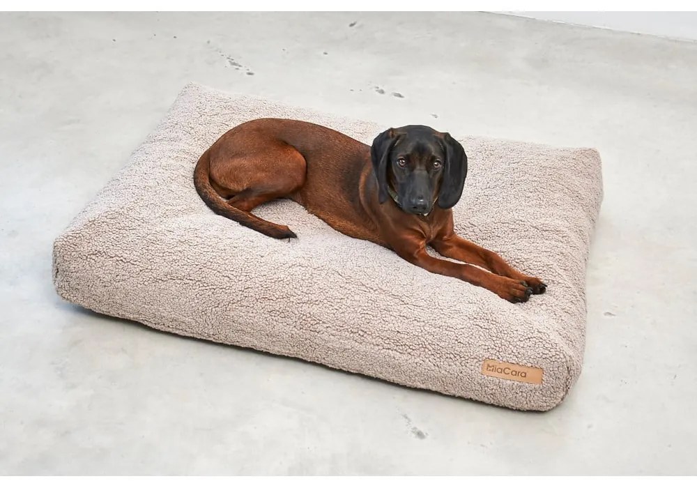 Beżowy materac dla psów z materiału bouclé 120x90 cm Senso Greige L – MiaCara