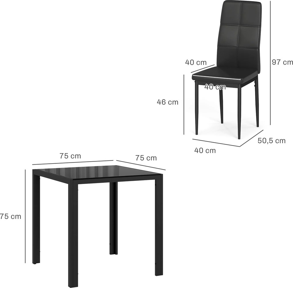 HOMCOM Zestaw do jadalni: stół i 4 krzesła, oszczędzający miejsce, grupa stołowa, Czarny
