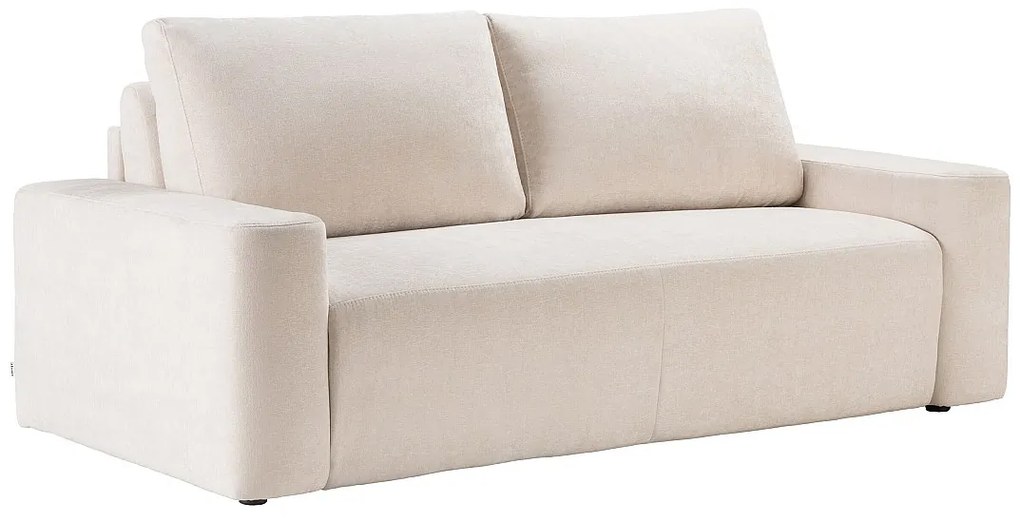 Kanapa rozkładana 3-osobowa z beżowej tkaniny teksturowanej - Miejsce do spania 140 cm - Materac 13 cm DAVISO