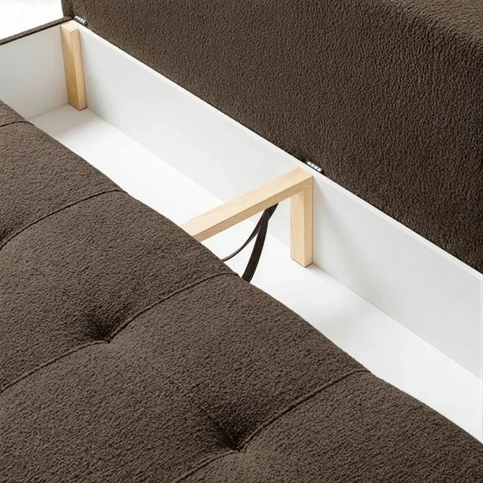 Sofa z Funkcją Spania MORANA Mocca Boucle Nowoczesna