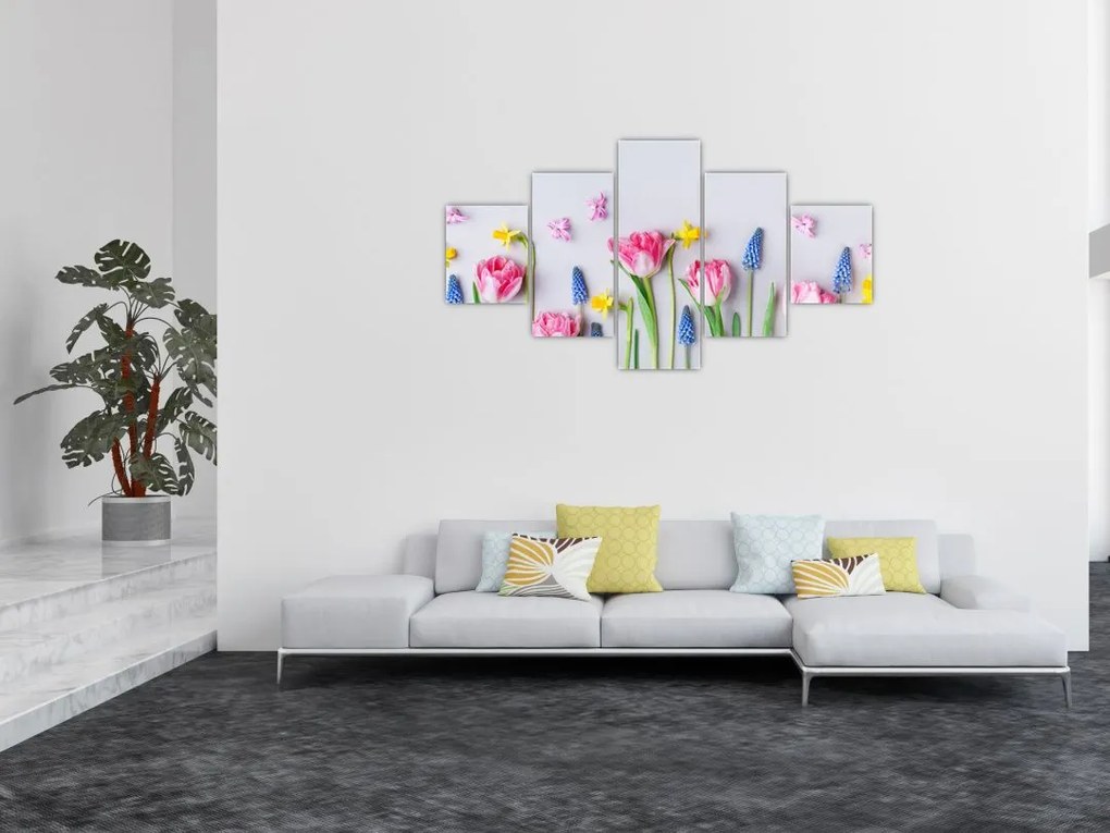 Obraz wiosennych kwiatów (125x70 cm)