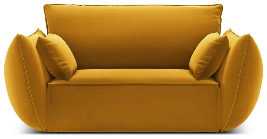 Musztardowy aksamitny fotel Vanda – Mazzini Sofas