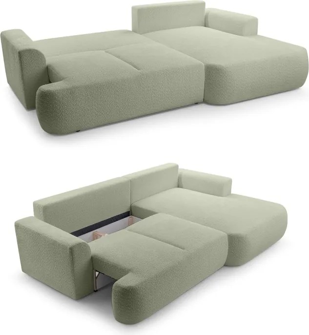 Narożnik VELO wolnostojący układ L strona Prawa z funkcją spania w tkaninie Coral 55