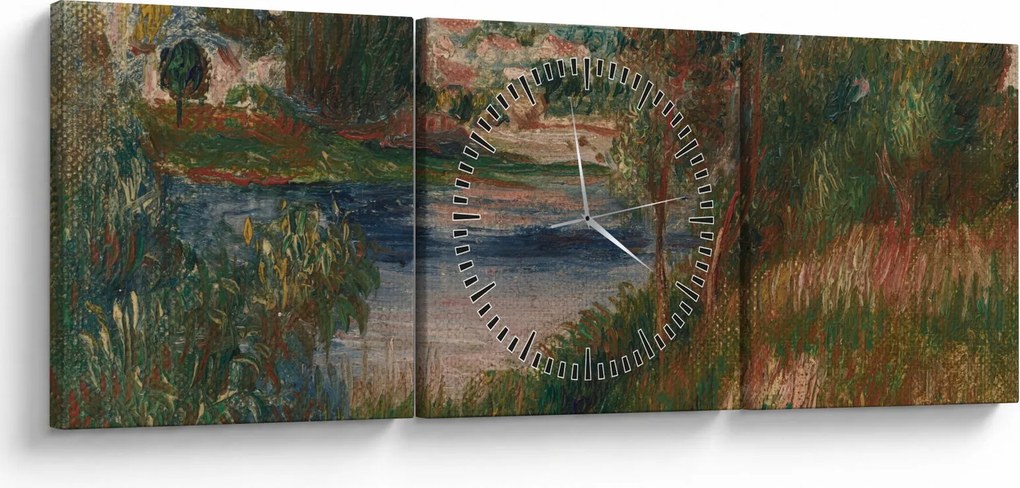 Obraz - Auguste Renoir, Landscape at Vetheuil, reprodukcje (z zegarem) (90x30 cm)