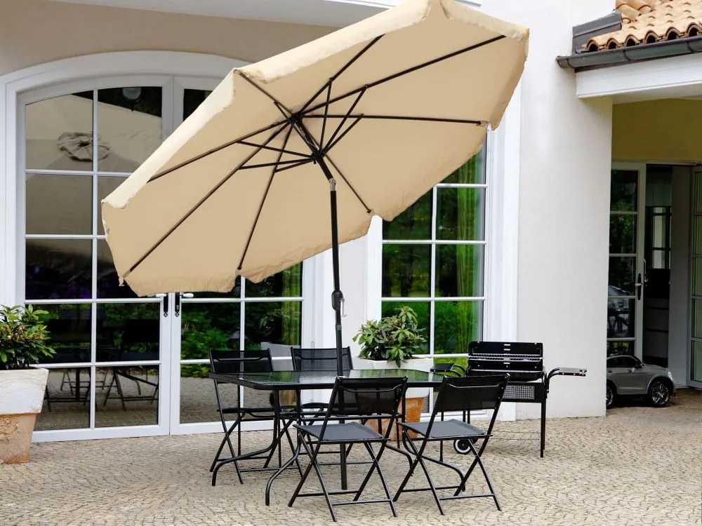 Regulowany, składany parasol ogrodowy SL-UM003B łamany, beżowy, 3 m