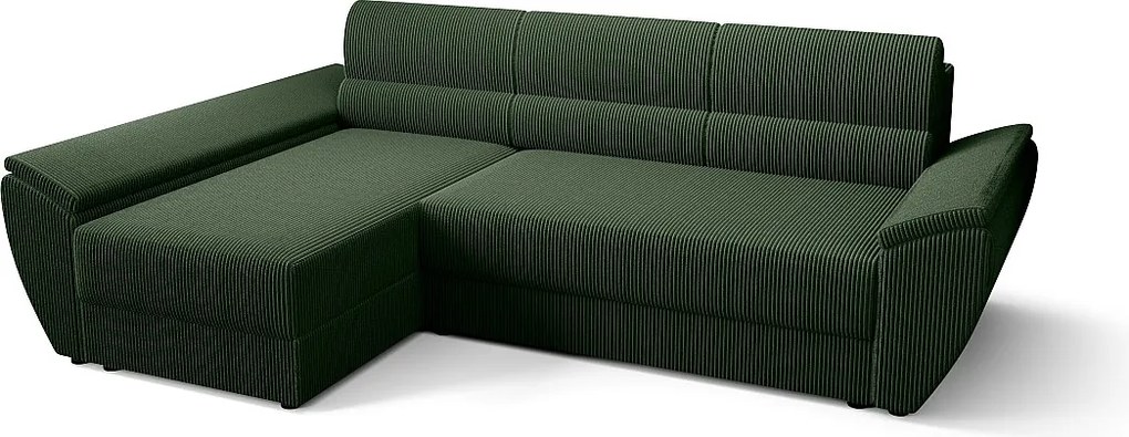 BEDANTE Narożnik L REBI L3 Poso 14 Lewostronny z funkcją spania, zielony, kształt L, sofa z pojemnikiem, skrzynia na pościel