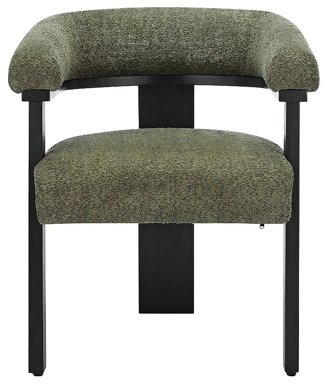 Krzesło z podłokietnikami z bukli i drewna kauczukowego - Khaki i czarny - LIVELIA marki Pascal Morabito