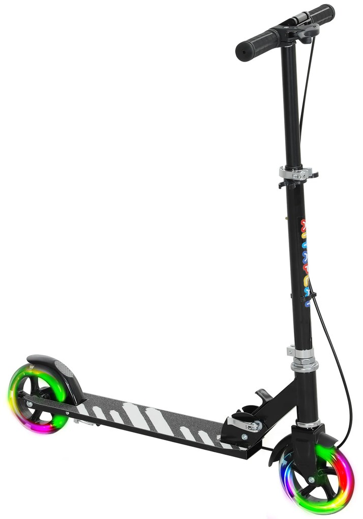 AIYAPLAY Hulajnoga dziecięca, podwójne hamulce, metalowa rama, podpórka, składana, 3-8 lat, Schwarz