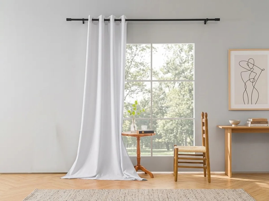 Zasłona OXFORD LIGHT 140x250 cm, biała Zawieszanie: Taśma z wiązaniami