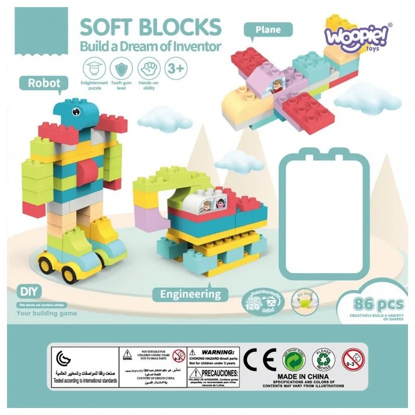 Woopie duże klocki konstrukcyjne edukacyjne dla dzieci 86 el. - wyparzanie w 120 stopniach