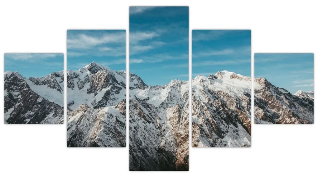 Obraz ośnieżonych szczytów, Fiordland (125x70 cm)