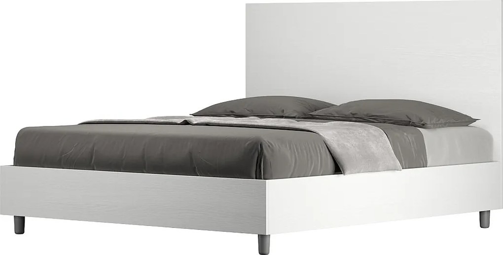 Łóżko wyposażone w stelaż z listwami 160x190 frassino biała New Egos