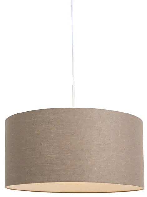 Lampa wisząca rustykalna biała z brązowym kloszem 50 cm - Combi 1 Nowoczesny Oswietlenie wewnetrzne