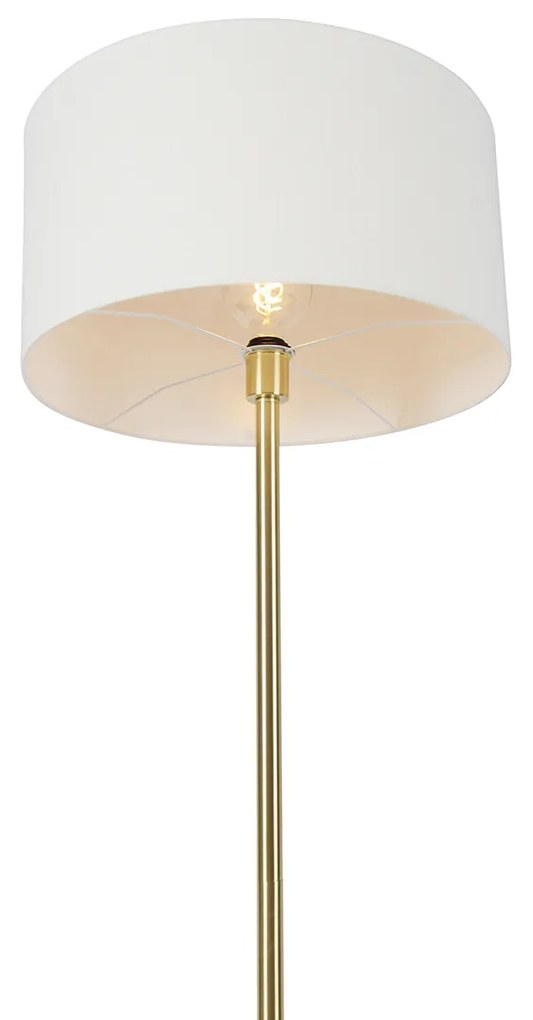 Lampa stojąca mosiądz z białym kloszem 50 cm - SimploDesignerski Oswietlenie wewnetrzne