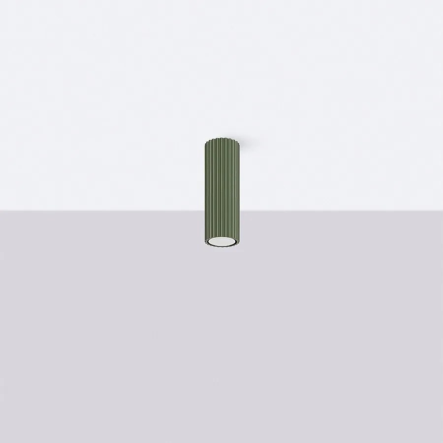 Lampa sufitowa minimalistyczny Gloow, aluminium - 1 źródło światła 4000K - L.6.5 x H.20 cm - zielony oliwkowy