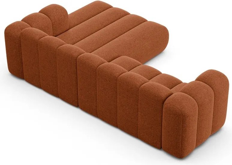 Ceglasty narożnik z tkaniny szenilowej (prawostronny/z szezlongiem) Lupine – Micadoni