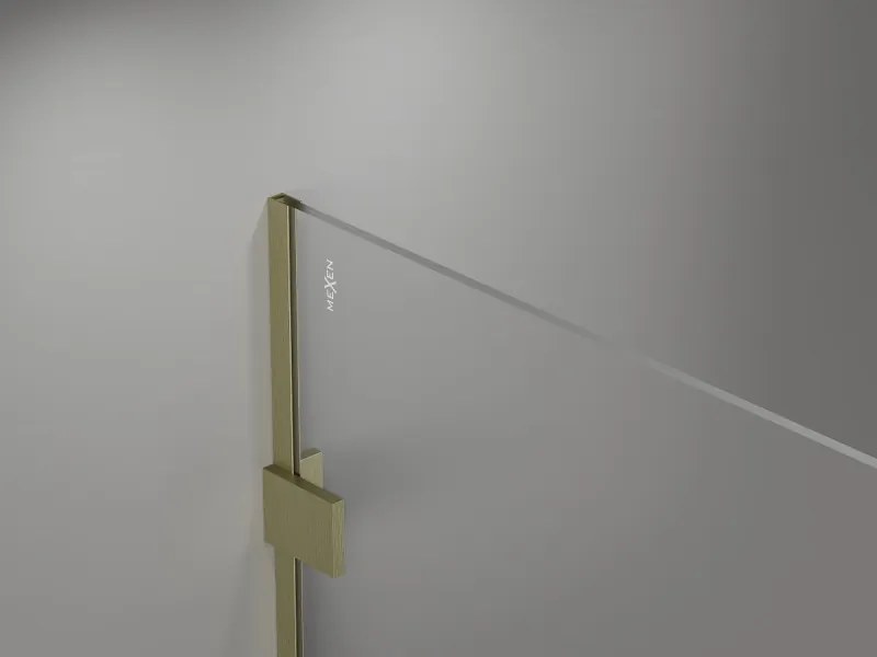 Mexen Lunar ścianka prysznicowa Walk-in lewa 100 x 200 cm, transparent 8 mm, złota szczotkowana - 830-100-000-55-00-L