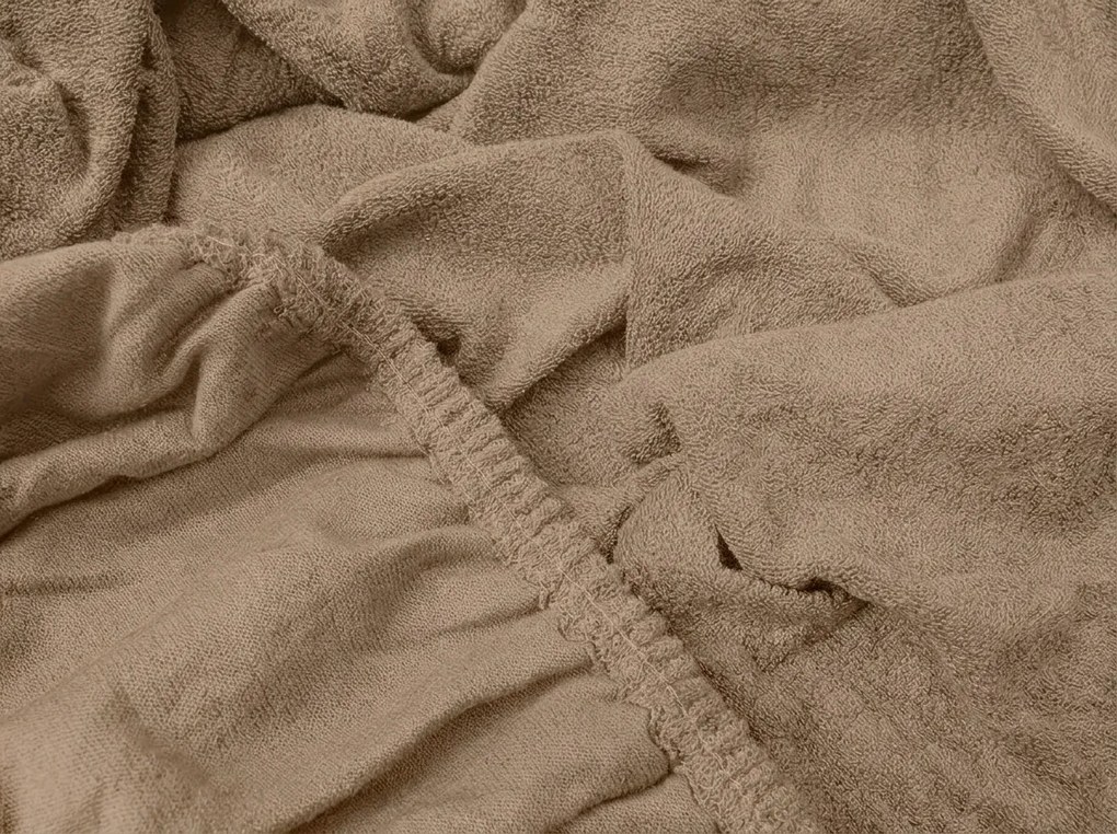 PrzytulneMieszkanie.pl Frotte prześcieradło MOLTON brązowe 180 x 200 cm