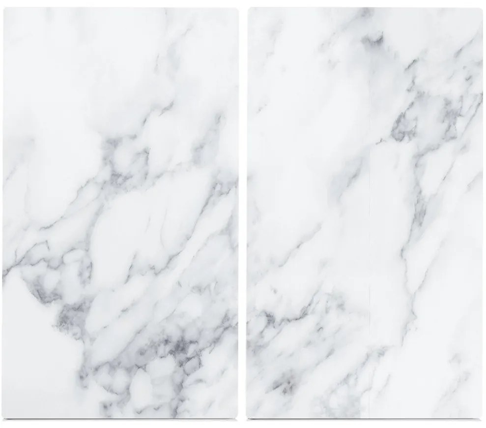 Szklane płyty ochronne MARBLE WHITE na kuchenkę – 2 sztuki, ZELLER