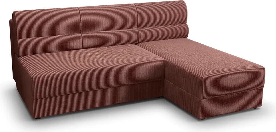Rozkładana dwustronna sofa narożna do L TAVERO SLIM 201x140 cm, ciemnoróżowa