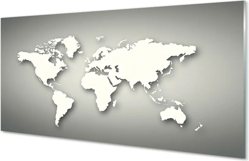 Panel szklany do Kuchni Minimalistyczna Biała Mapa na Szarym Tle