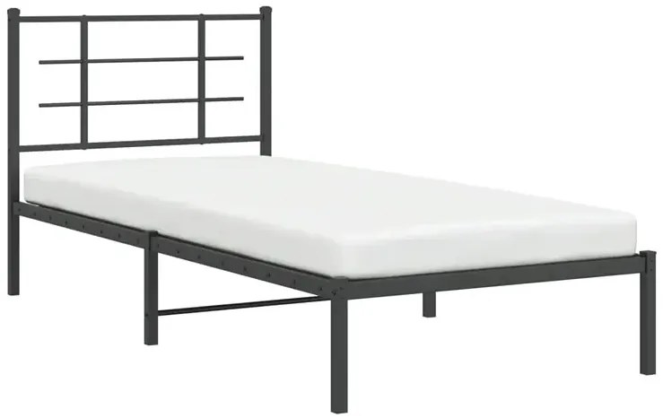 Czarne metalowe łóżko pojedyncze 80x200 cm - Laxo