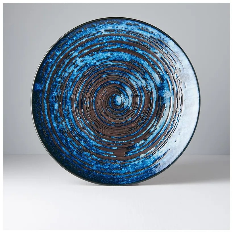 Niebieski talerz ceramiczny MIJ Copper Swirl, ø 29 cm