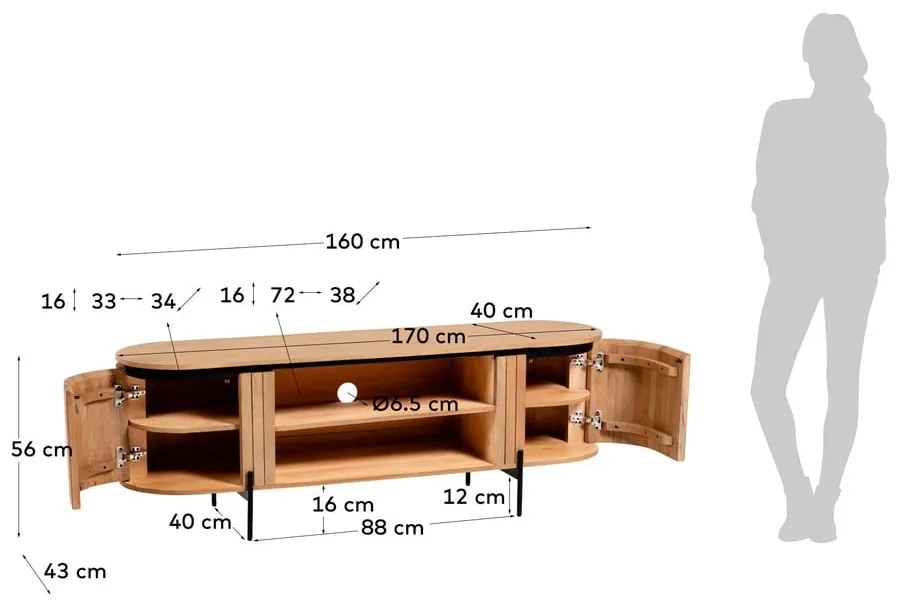 Szafka pod TV z litego drewna mango 160x56 cm Licia – Kave Home