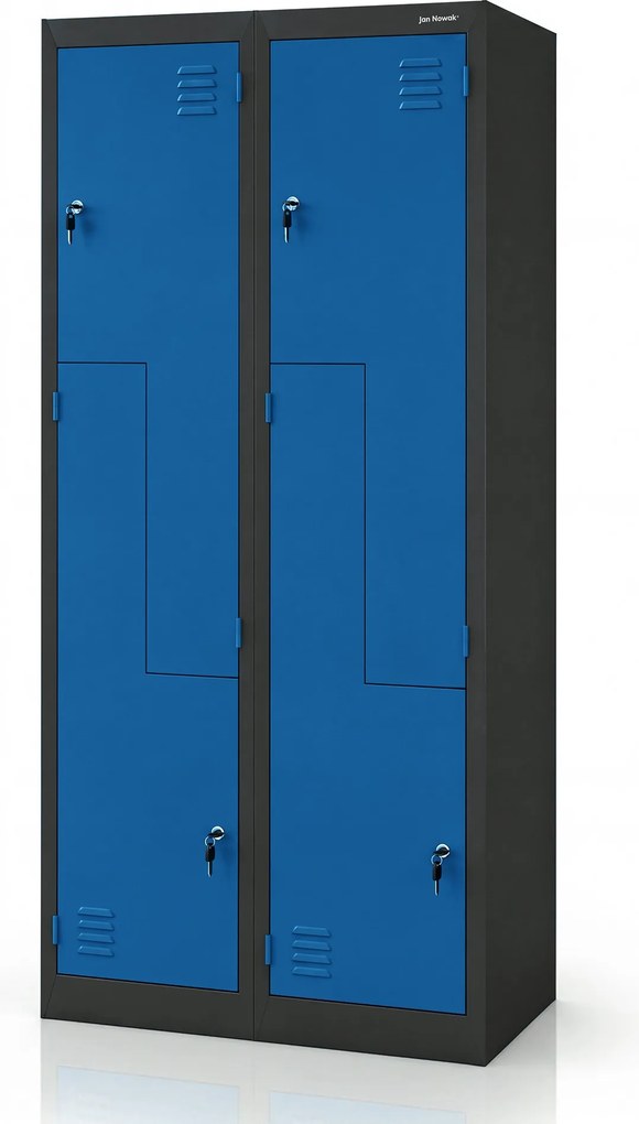 Szafa ubraniowa typu L antracytowo-niebieska: JULIA, 800 x 1850 x 450 mm