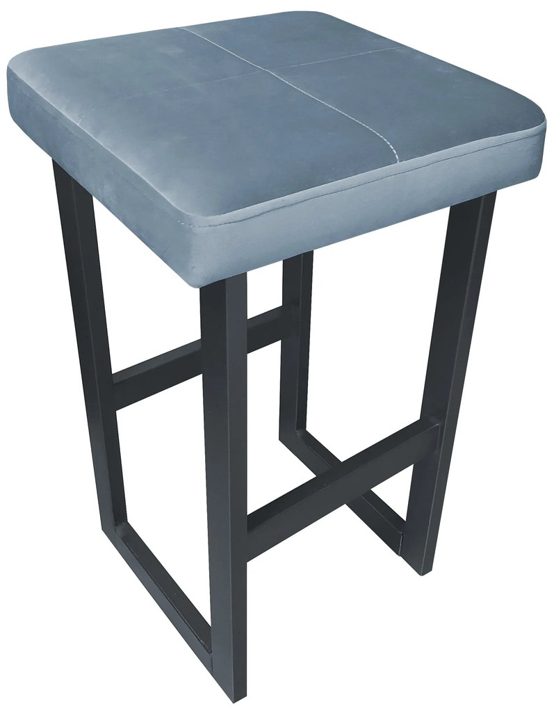 Hoker ALEX krzesło barowe tkanina Welur podstawa metalowa : Kolor Stelaża - Grafit, Kolor tkaniny - VELVET - BL06, Wysokość - 60 cm