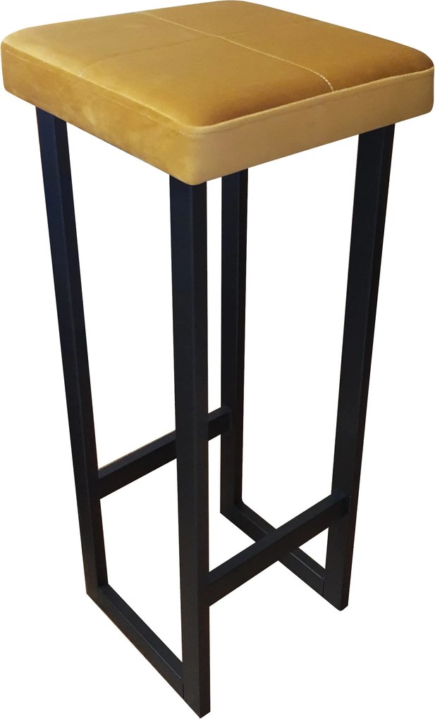 Hoker ALEX krzesło barowe tkanina Welur podstawa metalowa : Kolor Stelaża - Czarny , Kolor tkaniny - VELVET - MG15, Wysokość - 90 cm