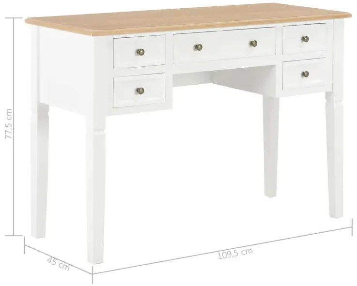 Biało-brązowe biurko retro do gabinetu N7-D87