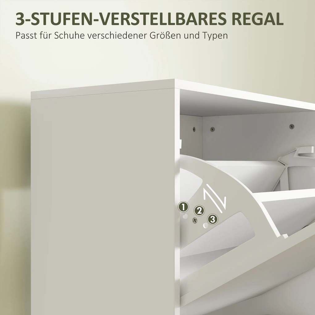 HOMCOM Szafka na Buty, 3 Szuflady, na do 12 Par Butów, Płyta Wiórowa, Biała