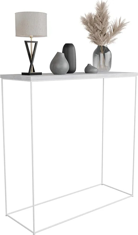 Klasyczna konsola do przedpokoju  beton + biały L9-S33