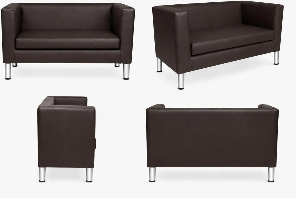 Sofa Monaco : Kolor nogi - Chrom, Kolor tkaniny - EKO-SKÓRA - 19D, Typ tkaniny - Eko-skóra , Wysokość nogi - 15 cm