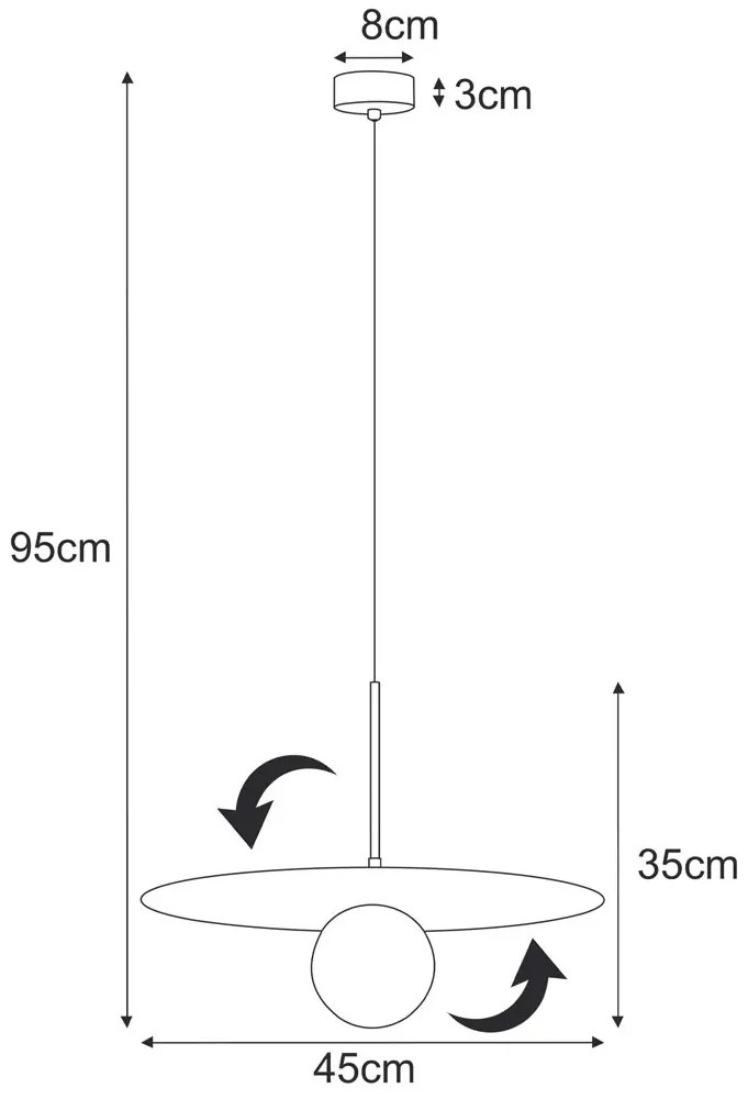 Lampa wisząca ze szklanym kloszem i metalową osłonką - A700 Eliona