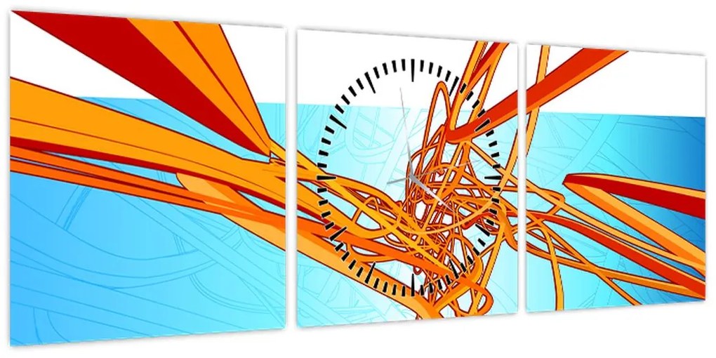 Obraz - Splecione linie, abstrakcja (z zegarem) (90x30 cm)