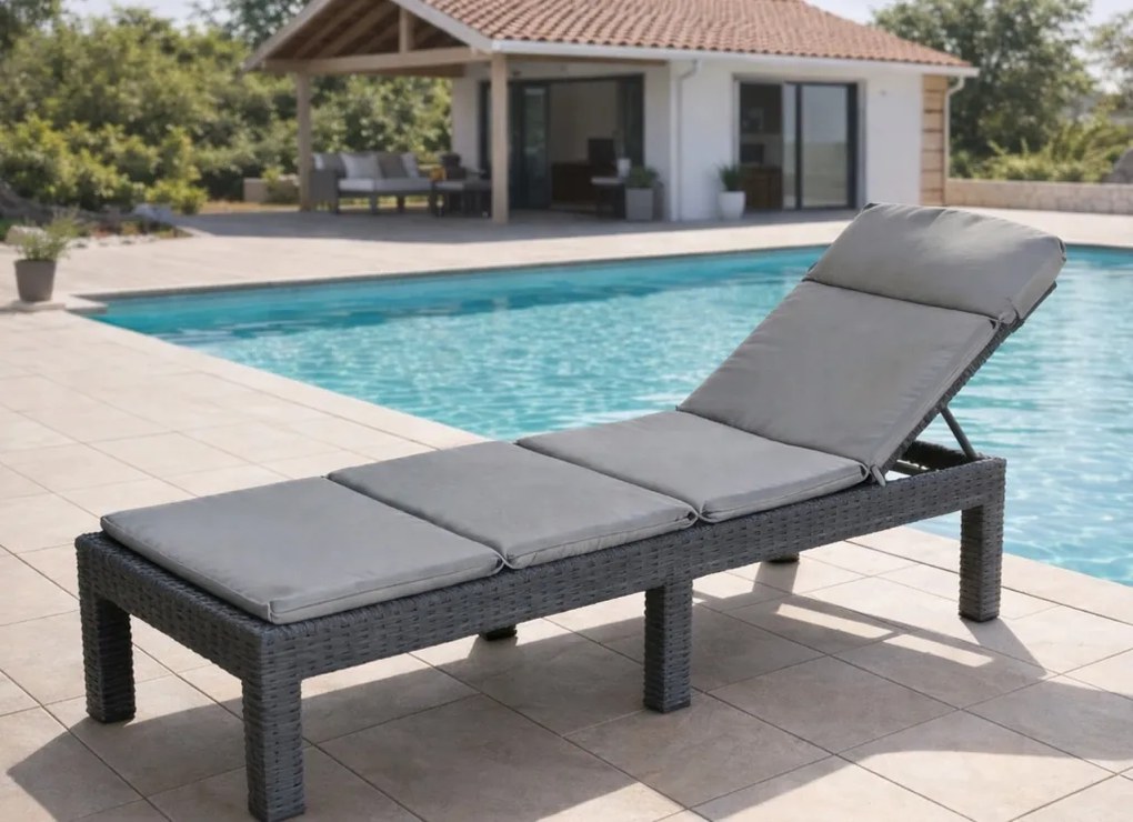 Leżak ogrodowy basenowy Aquaris SL-01C z poduszką, składany, kolor szary
