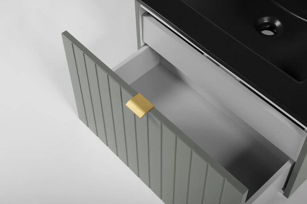 Szafka pod umywalkę HARMO 80 cm szaro-zielony półmat KROFAM