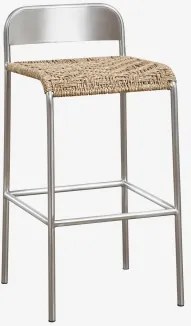 Wysoki Stołek Ze Stali Nierdzewnej Narnial Stal Nierdzewna - Juta & ↑65 Cm - Sklum