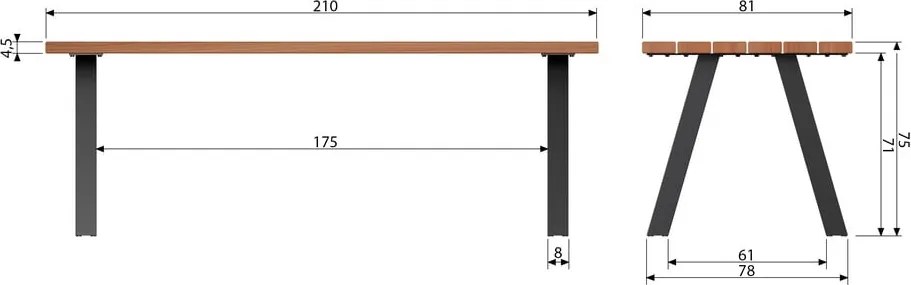 Stół ogrodowy z litego drewna 81x210 cm Tablo – WOOOD