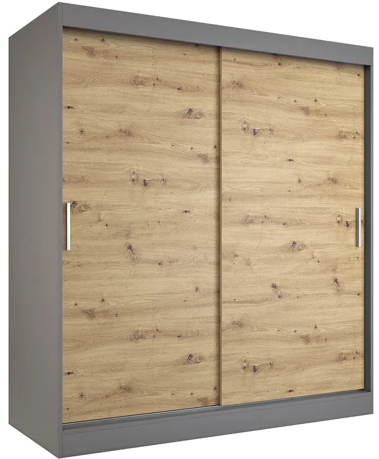 Szafa przesuwna 180 cm antracyt + dąb artisan P7-B02