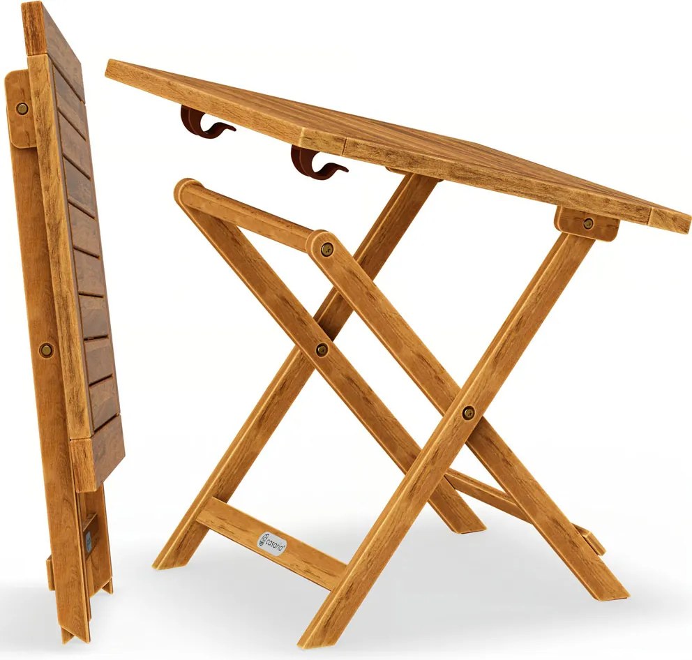 Stolik VITEK z drewna akacjowego, 46x46x46cm, brązowa Casaria